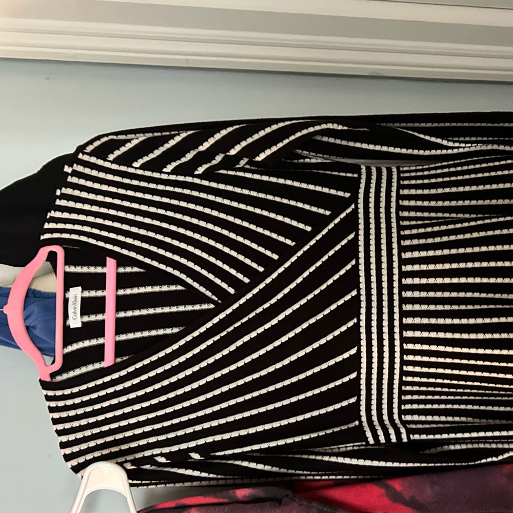 Calvin Klein Black and White Patterned Dress